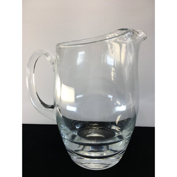 Vintage Clear Glass Water Juice Beverage Pitcher with Handle - Picture 3 of 7